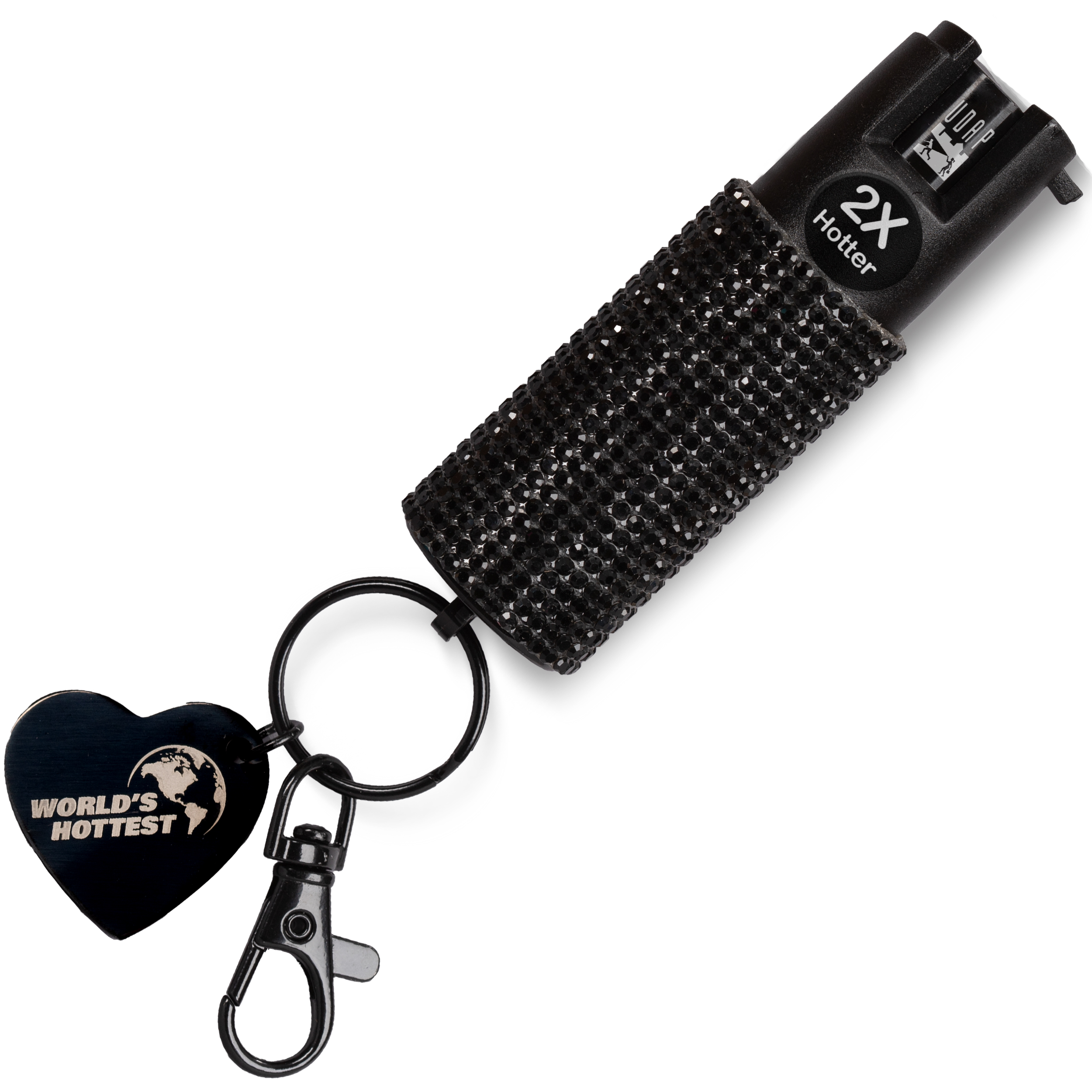 Black Bling UDAP Rhinestone Keychain Pepper Spray Stream with the World's Hottest Formula